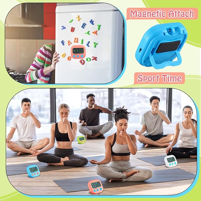 Xuhal 100 Pieces Digital Kitchen Timer Bulk, Small Magnetic Timers for Classroom, Digits Stopwatch Clock Timer for Cooking Baking Sports Games Office, Not Including Battery (Multicolor)