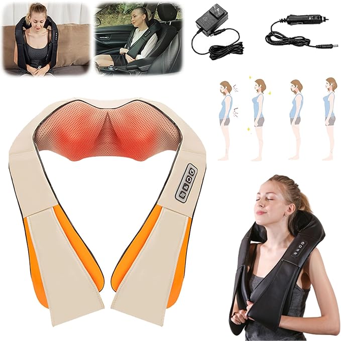 Herfes Neck Massager, Official Herfessmartlife Neck Shoulder Back Massager with Heat & Compression, 16 Massage Nodes, Ergonomic U-Shaped, Deep Tissue 3D Kneading Herfes, Ideal Gift (White)