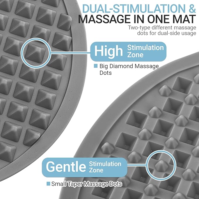 Upgrade Silicone Foot Massage Mat, Large Reflexology Mat for Feet Relaxation, Portable Foot Acupressure Mat with Dual-Side Usage, Foldable Standing Desk Mat for Pain, Fatigue Relief(Gray-XL)