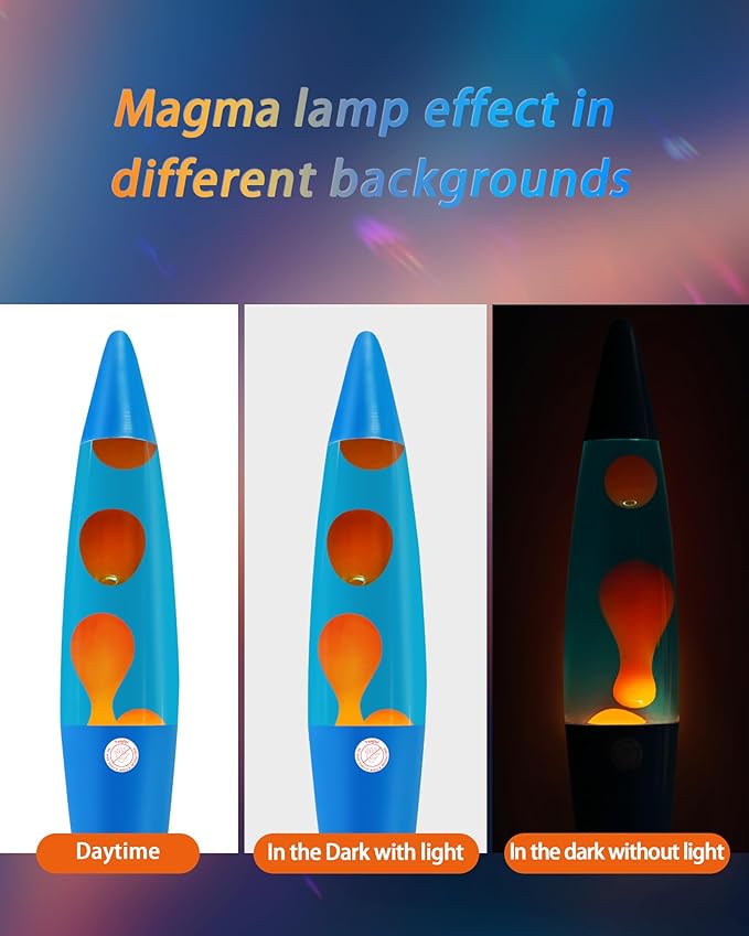 Orange Liquid Motion Lamp 16 Inches for Adults and Kids, Blue Base Magma Lamp Set The Mood for Home Living Room Office Bedroom Decor, Magma Lamp Night Light Cool Present for Boys Girls Teens