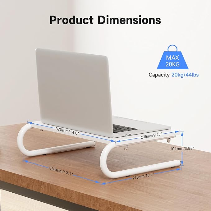 suptek Monitor Stand Riser for Computer,Laptop,Printer, Notebook and All Flat Screen Display with Vented Metal Platform and 4 Inches Height Underneath Storage,White(MST004W)