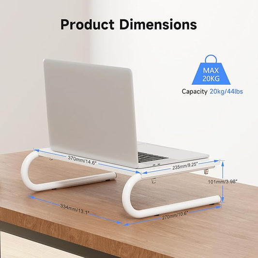 suptek Monitor Stand Riser for Computer,Laptop,Printer, Notebook and All Flat Screen Display with Vented Metal Platform and 4 Inches Height Underneath Storage,White(MST004W)