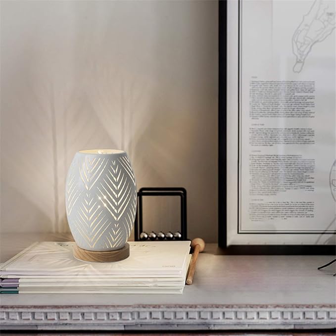 OuXean Modern Table Lamp, E26 60W Night Light Metal Hollow Table lamp for Bedroom Living Room Home Decor Office Restaurant Bar (Without Bulb)