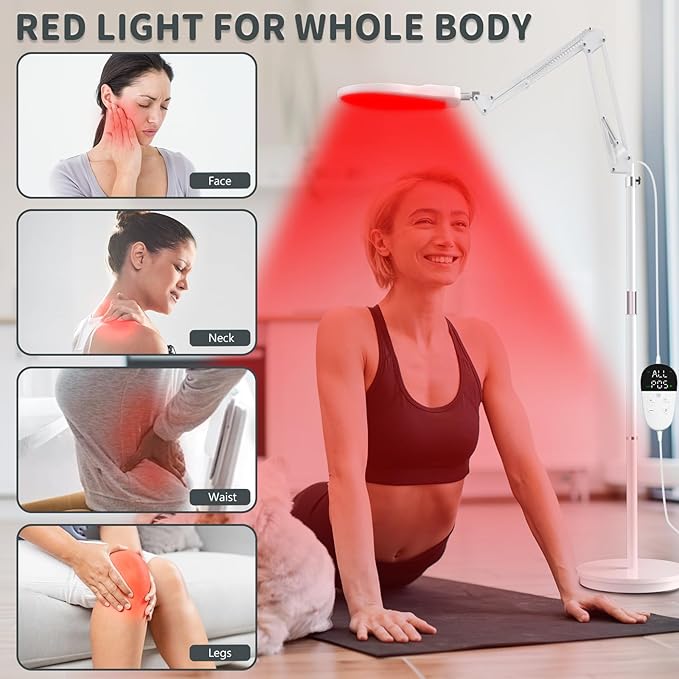 Red Light Lamp for Body, 660&850&940 Infrared Light with Timer, 150LEDS Infrared Red Light Lamp for Home/Office Use
