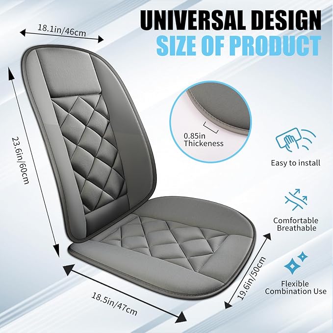 Chezope Car Seat Cushions Lumbar Support Pillows with Comfort Memory Foam Design Washable and Adjustable for Drivers and Office Use (Grey)