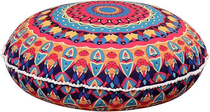 32 inches Meditation Floor Cushion for Adults, Round Large Thick Floor Pillow, Memory Foam Filling, Red