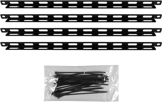 ECHOGEAR Rack Cable Management Tie Bar Kit - Includes 4X 1U Tie Bars, 24 Zip Ties, 8 Cage Nuts, & 8 Screws - Works with 19" Open Frame Racks & Enclosures