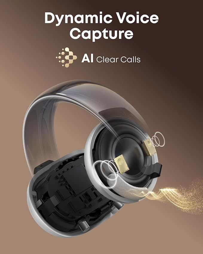 Soundcore AeroClip by Anker, Open-Ear Earbuds, Clip-On Headphones, Adaptive Comfort, Clear Calls with 4 Mics and AI, Stable Fit, 12mm Drivers for Powerful Bass, Hi-Res, Open-Ring Design