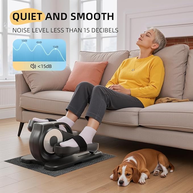 Under Desk Elliptical Machine, Electric Ellipse Leg Exerciser with Remote,Suitable for Leg Exercises for Elderly People ，12 Auto Modes &12 Adjustable Quiet
