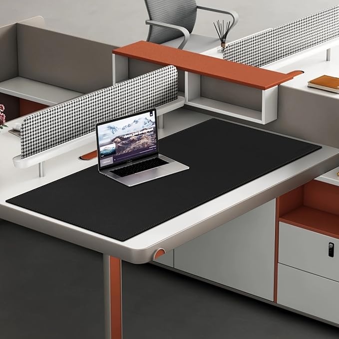 MAIDERN 43.3”x 19.6” Leather Desk Pad, Large Desk Mat, Reversible Cork & Leather Large Mouse pad for Desk, Waterproof Computer Desk Pad for Gaming Home Office (Black) …