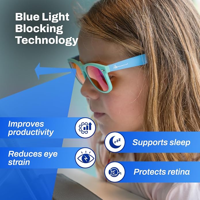 DefenderShield Kids Blue Light Blocking Glasses for Computer, Mobile, Video Games, Gaming
