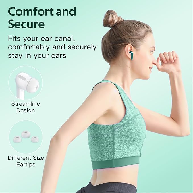 TAGRY 2 Sets X08 Pink and Forest Green Bluetooth Headphones True Wireless Earbuds 60H Playback Ear Buds with Wireless Charging Case in-Ear Earbuds with Mic