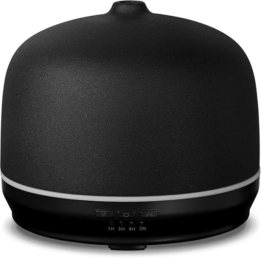 Ceramic Essential Oil Diffusers for Home Large Room, Aromatherapy Scent Air Diffuser Ultrasonic Aroma Defusers 500ml with Timed—Black- C