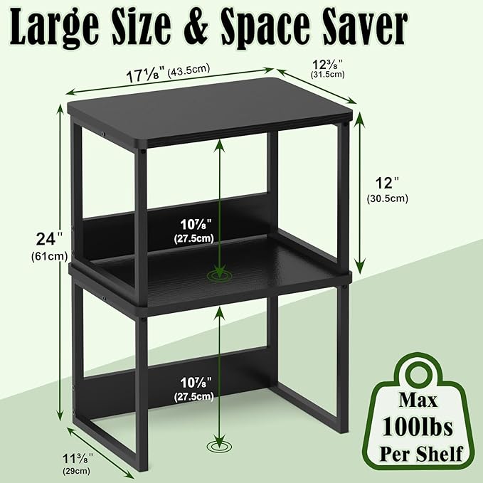 MARTY Desktop Printer Stand 2 Pack Printer Stand with Storage for Desk, Shelf Organzier for Home/Office Printer Riser Under Desk Small Table for Fax Machine Scanner(Black)