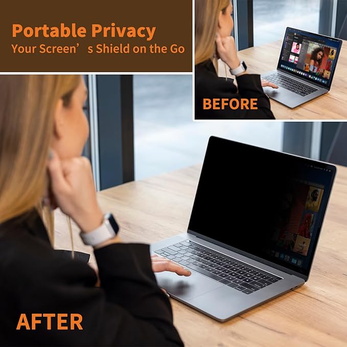 Removable Privacy Screen for Macbook Pro 13 Inch (2016-2022, M1, M2) & Macbook Air 13 Inch (2018-2021, M1 & Not for M2/M3/M4 Chip), Anti-Spy Blue Light Blocking Filter for Mac 13''