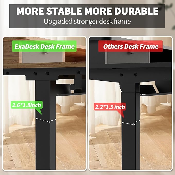 55 * 30 Inches Electric Standing Widened Desk Adjustable Height with 4 Drawers, Double Storage Shelves Stand Up Desk, Home Office Workstation Sit Stand up Desk (Light Rustic Brown)