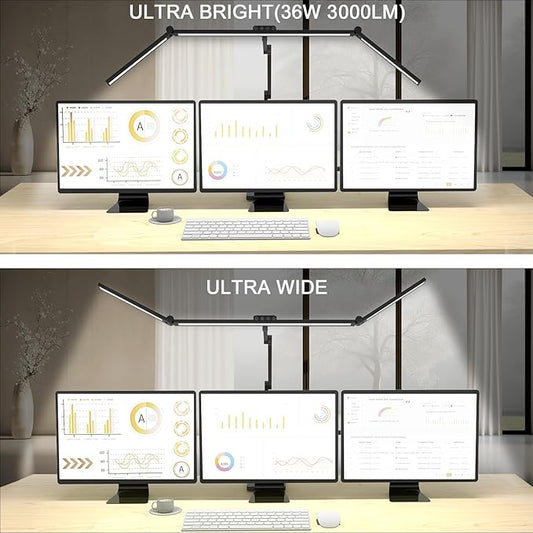 36W 3000LM Ultra Bright Architect Desk Lamp with Base, 47.4Inches Wide Tall Overhead Desk Light for Home Office, Dimmable Table Light with Remote for Desktop Working,Drafting,Reading