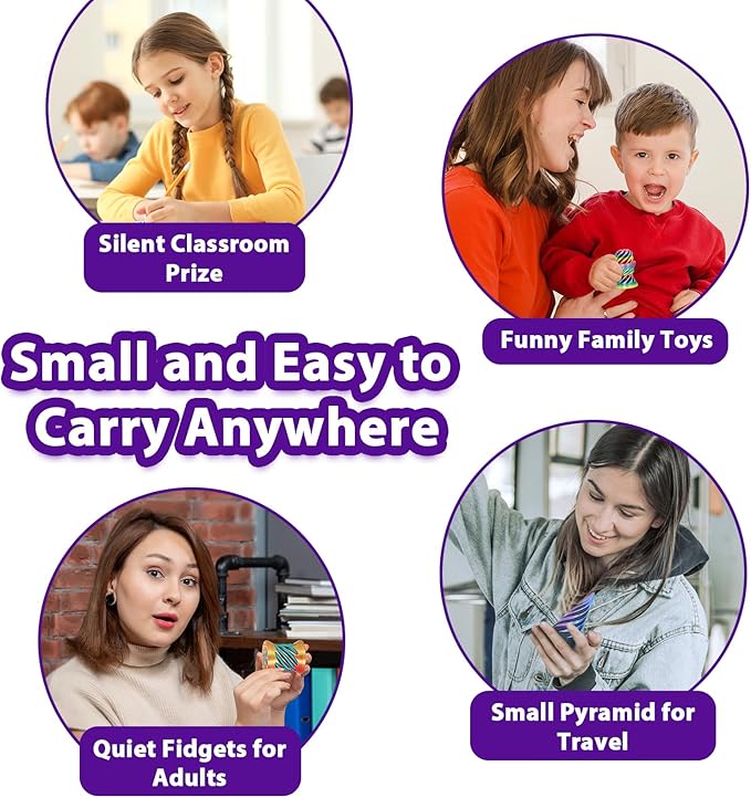 3 Packs Impossible Spiral Cone Fidget Toys,3D Printed Pyramid Passthrough Sculpture,Mini Sensory Toy for Stress Relief Anxiety Relaxation,Desktop Decor Gifts for Adults & Kids (Green Red)