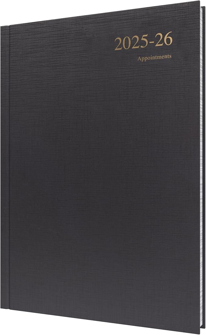 Collins 'Essentials' 12 Month Mid/Academic Year Planner, July 2025-July 2026 - ESSA41M.99-2526 - Day-to-Page Appointments Diary, A4 Hard Cover, Black