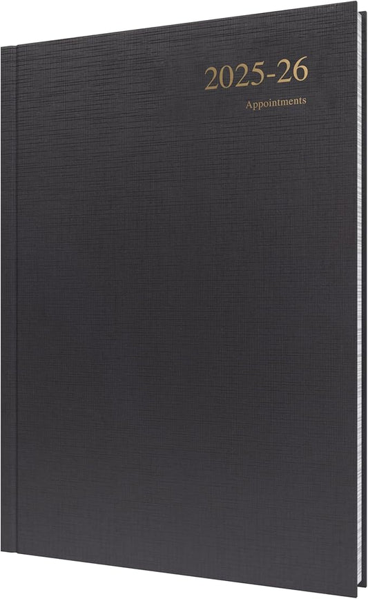 Collins 'Essentials' 12 Month Mid/Academic Year Planner, July 2025-July 2026 - ESSA41M.99-2526 - Day-to-Page Appointments Diary, A4 Hard Cover, Black