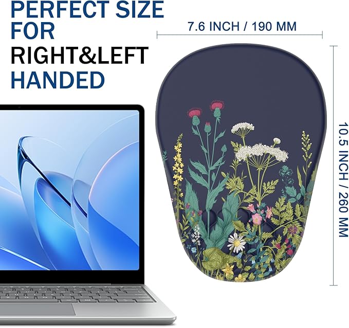 Ergonomic Mouse Pad Wrist Support, with Memory Foam & Non-Slip PU Base, Comfortable Massage Design Mouse Pad Relieve Wrist Fatigue&Pain, Suitable for Computer, Office and Home(05Midnight Flower)