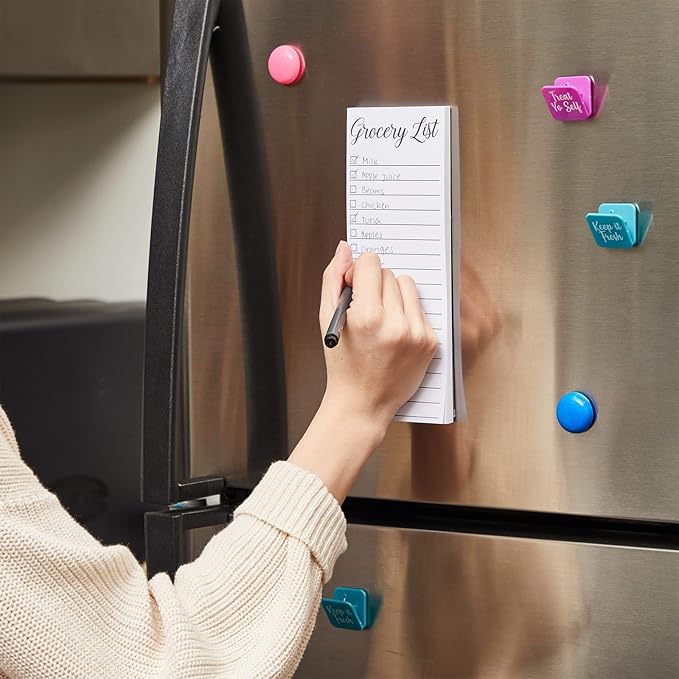 Paper Junkie Grocery & Shopping List Magnetic Notepad for Fridge - 6-Pack Slim Notepads, 3.5 x 9 In, 60 Sheets per Pad, White Magnetic Backing - Checkboxes for To-Do & Grocery Items