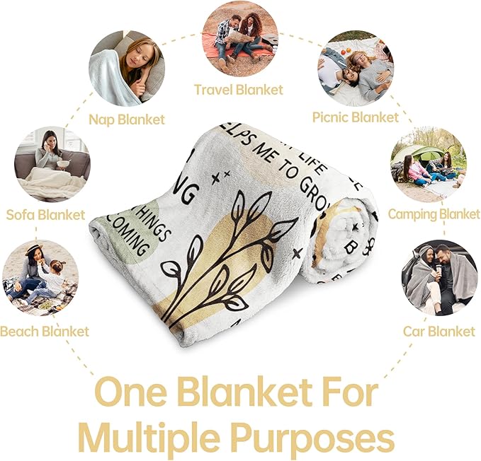 Positive Affirmation Stress Relief Gifts, Soft Blanket with Daily Affirmations Messages, Self Care Motivational Inspirational Encouragement Gifts for Women (50"x 60")