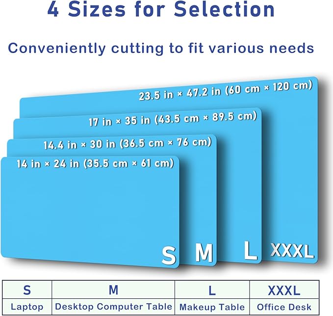 Boutilon Leather Desk Pad Protector,Non-Slip Mouse Pad,Laptop Desk Pad,Office Mouse Mat,Waterproof Leather Desk Blotter,Desk Writing Pad for Office and Home (L-Blue,35"x 17")