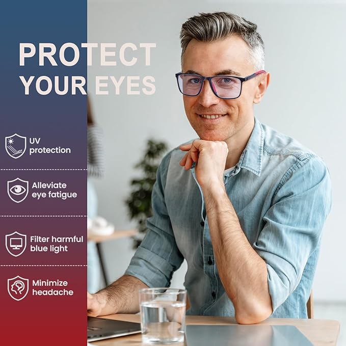 4 Pack Progressive Multifocus Reading Glasses for Men Women TR90 Sports Style Anti-Blue Light Computer Readers