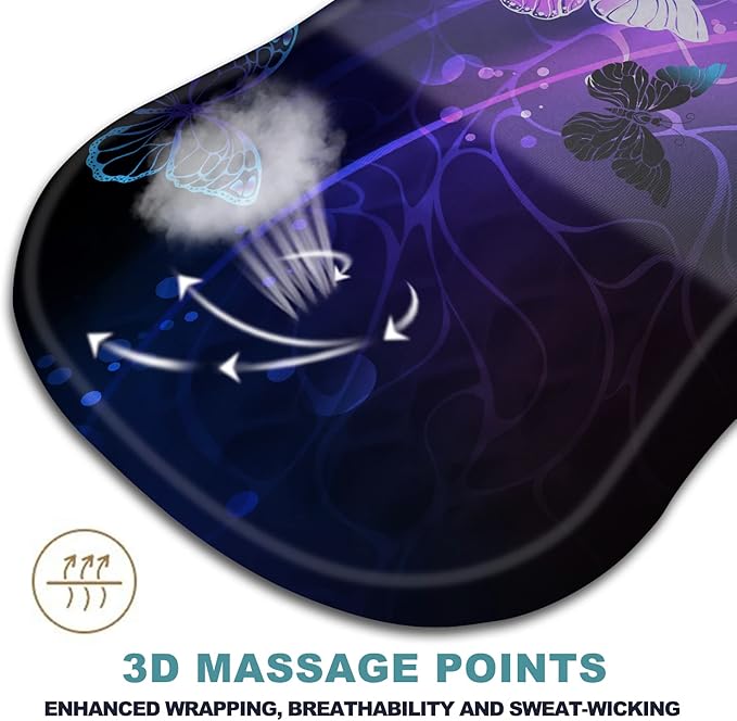 Ergonomic Mouse Pad with Wrist Rest Support, Massage Design Mouse pad Relief Carpal Tunnel Pain, Entire Memory Foam Non-Slip Mouse Pad, Computer Mouse Pads for Wireless Mouse Pad, Cool Butterfly
