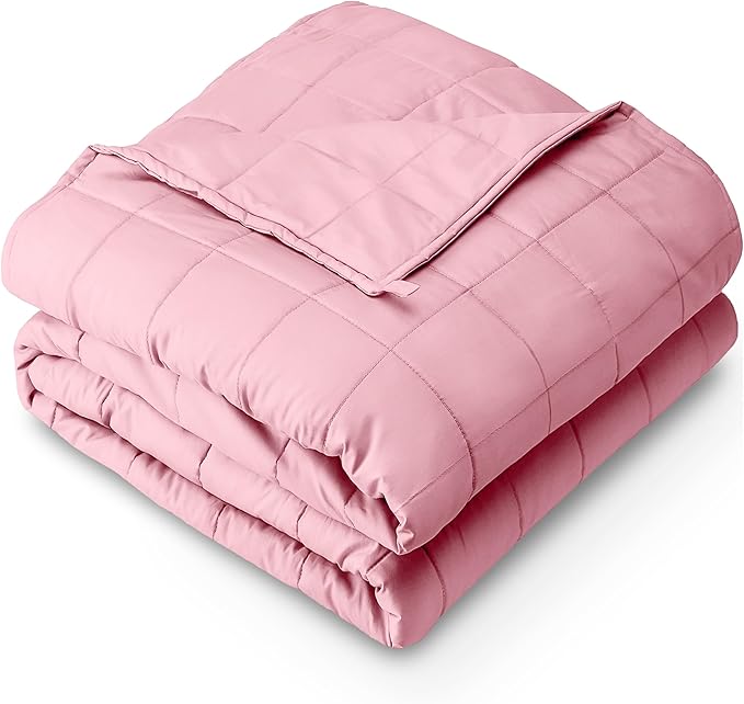 Bare Home Weighted Blanket Queen Size 22lb (60" x 80") for Adults - All-Natural 100% Cotton - Premium Heavy Blanket Nontoxic Glass Beads (Light Pink, 60"x80")