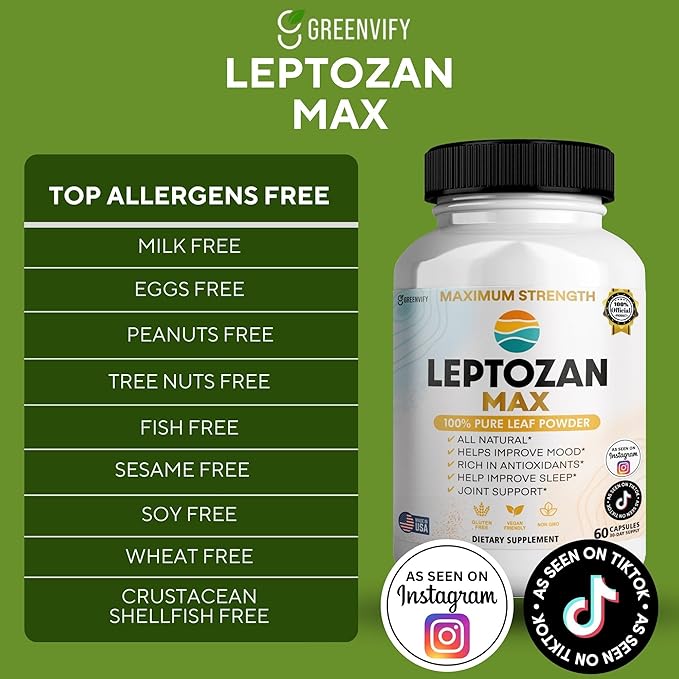 Leptozan Max, 800mg Horseradish Tree Moringa Supplement, 60 Veggie Capsules, 30 Day Supply (5)