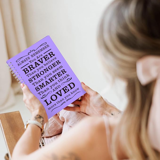 2 Pcs A5 Spiral Notebook,Inspirational Journal,Motivational Journal for Women Men,100 Pages Lined Spiral Journal Notebook College Ruled Daily Diary for School,Travel,Business,Work (Always-Purple)