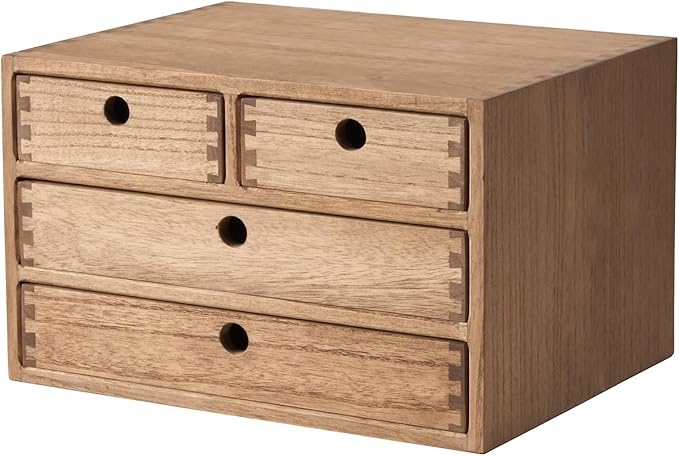 Kirigen Wood Desktop Storage Cabinet/Workspace Document Office necessity Organizer with 4 Drawers/Home,office Letter Mail Sorter with 3 levels/Hold Makeup Box (BR, 3-layer &4 drawers) Dark brown