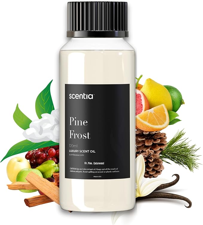 Pine Frost Essential Oil – 120ml Christmas Diffuser Oil | Crisp Winter Blend with Fir, Pine, Citrus & Vanilla | Aromatherapy for Home, Candles, Soaps & Holiday Décor | Made in USA