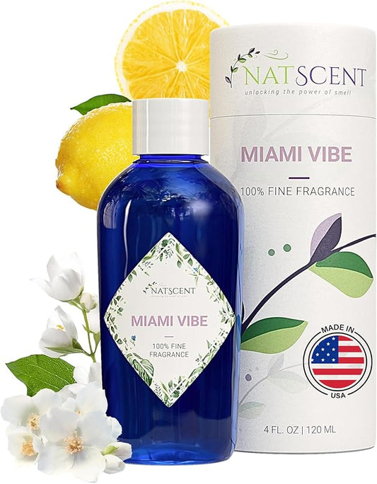 Miami Vibe Essential Oils for Diffusers for Home, Nature-derived Essential Oils, Long-Lasting & Family-Friendly Diffuser Oils Scents, IFRA Certified, Cold Air & Ultrasonic - 4 oz