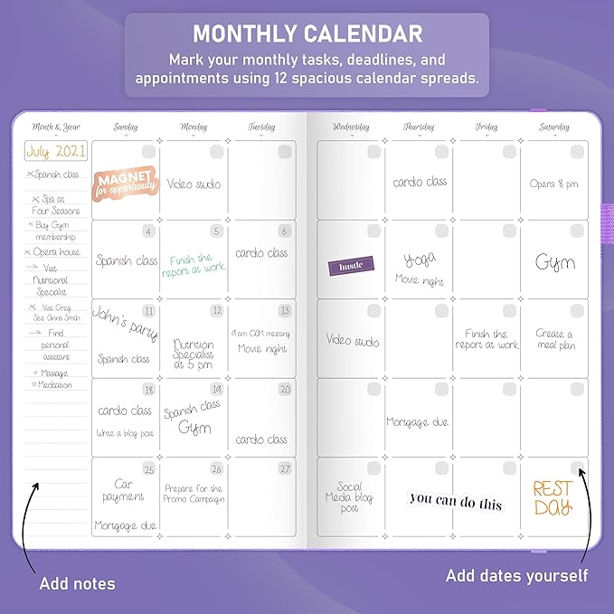 GoGirl Weekly Schedule Planner – Hourly Work & Life Planner with Time Slots – Vertical Agenda Organizer for Daily Productivity, A5 (Lavender)