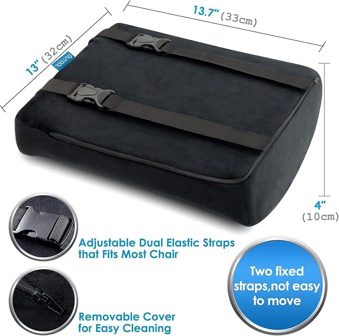 Memory Foam Seat Cushion & Lumbar Support Pillow for Office Chair Car Wheelchair Orthopedic Chair Pad and Back Cushion with Adjustable Straps for Lower Back, Tailbone, Sciatica, Hip Pain Relief