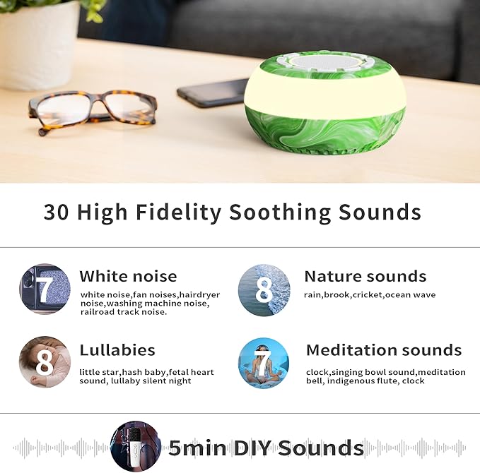 Sound Machine Soothing Sounds, White Noise Machine for Sleeping, Noise Machine for Baby, Sleep Sound Machine for Adults, Portable White Noise Sound Machine for Sleeping Adults (LP)
