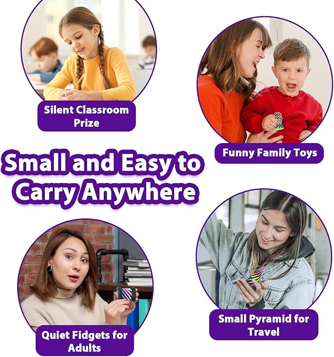 3 Packs Impossible Spiral Cone Fidget Toys,3D Printed Pyramid Passthrough Sculpture,Mini Sensory Toy for Stress Relief Anxiety,Desktop Decor Gifts for Adults & Kids (Red Black)