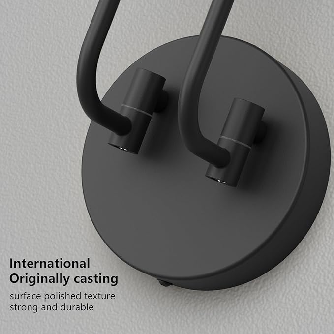 Tipace Black Modern LED Wall Sconce Hardwired Wall Lights Set of 2 Indoor Wall Mount Light with Glass Shade for Living Room Bedroom Hallway Corridor Conservatory Warm White 3000K(with G9 Bulbs)