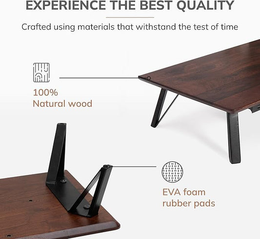 Anji Mountain Monitor Stand - Desktop Organizer & Laptop Riser, Ergonomic Monitor Riser, Space-Saving Monitor Stand for Desk, Durable Construction, Easy Assembly, Ideal for Home & Office,Walnut