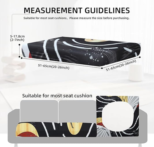 8Pcs Outdoor Cushions Covers Waterproof, Patio Cushion Covers, Stretch Cushion Covers Replacement,Cushion Slipcovers, Furniture Cushion Covers (Black River, 8PCS-Print)