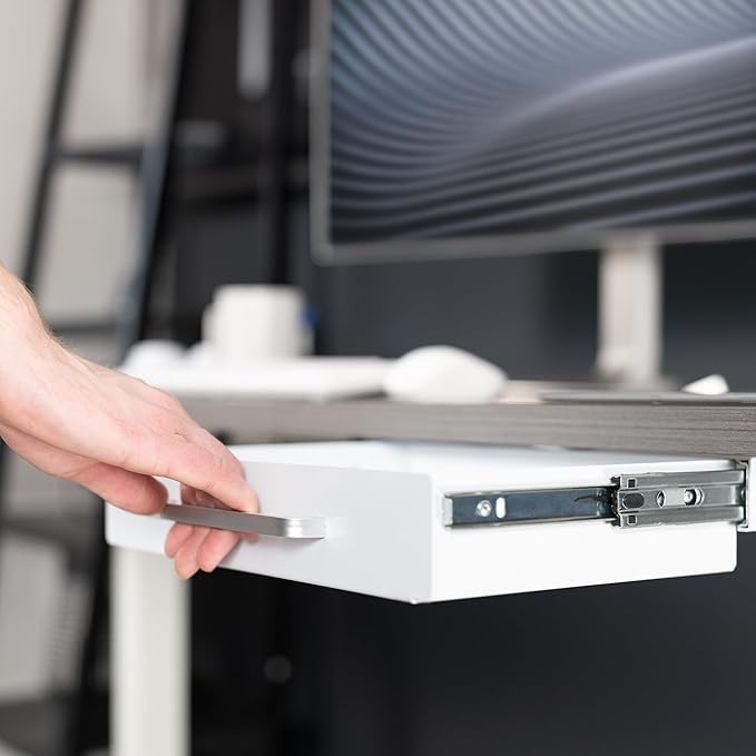 VIVO 13 inch Under Desk Slide Out Storage Organizer, Pull Handle Drawer, White, DESK-DR1H-W