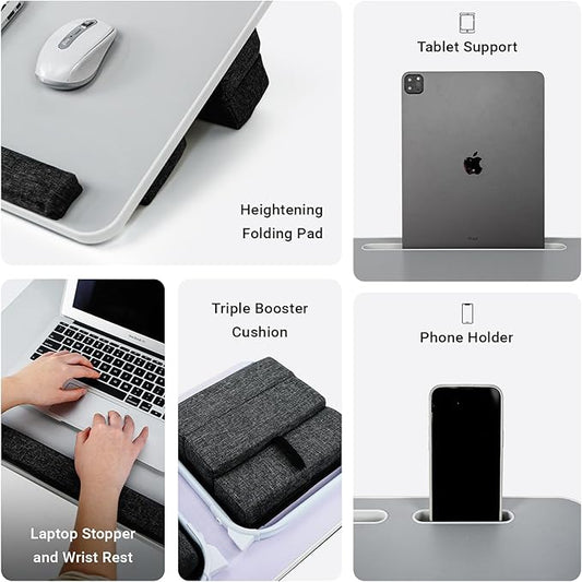 Lap Desk for Laptop with Cushion,Folding Laptop Desk for Bed,Bed Desk,Portable Computer Lap Desk,23.62"*15.74",Grey