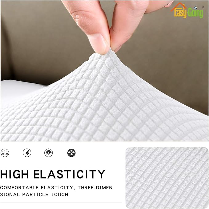 Easy-Going Stretch Loveseat Cushion Cover Sofa Cushion Furniture Protector Sofa Seat Sofa Slipcover Sofa Cover Soft Flexibility with Elastic Bottom(Loveseat Cushion, Snow White)
