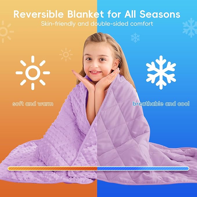 yescool Weighted Blanket 7 lb Light Purple Cooling Weighted Throw Blanket Minky Plush Heavy Blankets Microfiber Small Blankets Fleece Warm Weighted Comforter, 40 * 60in