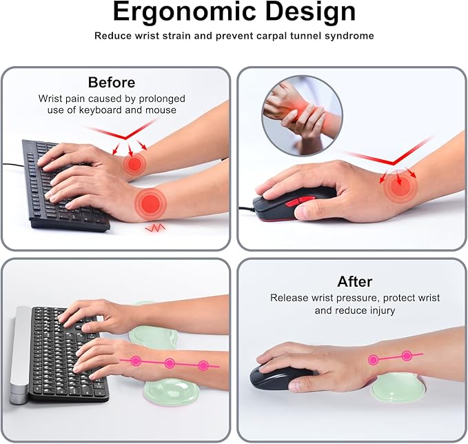 Gel Keyboard and Mouse Wrist Rest Set, Comfort Ergonomic Wrist Support, for Wrist Pain Relief, Computer Keyboard Wrist Rest (Green)
