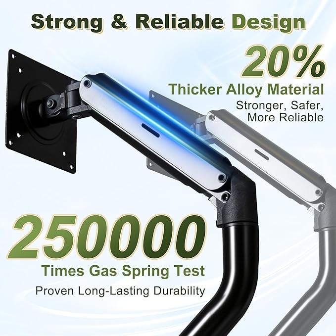 NicBex Dual Monitor Arms, 17-32 inch Monitor Stand for 2 Computer Screens, VESA Mount with 75/100 mm, Each Arm Supports Up to 20.94 lbs, Double Monitors Gas Spring Arm Desk Mount - Black