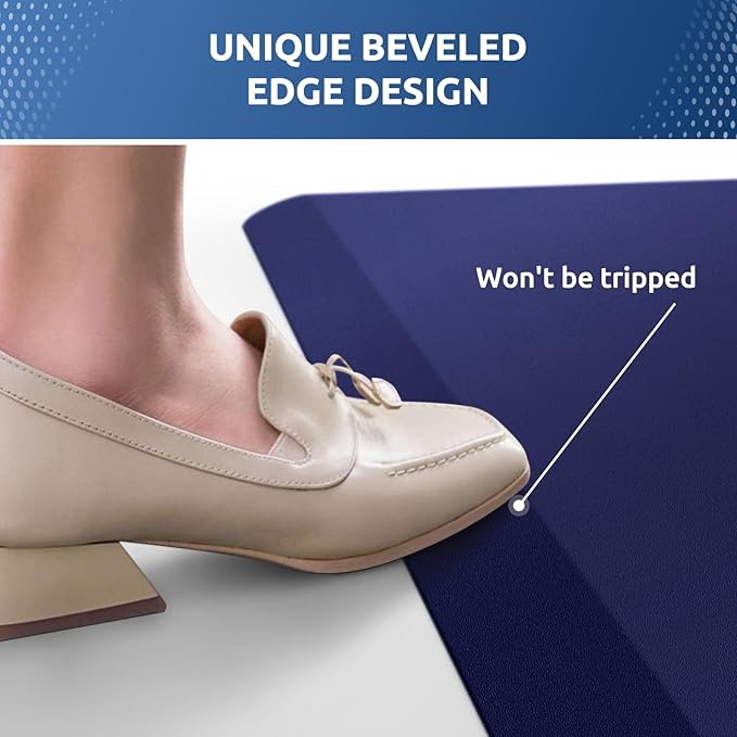 KitchenClouds Kitchen Mat Cushioned Anti Fatigue Rug 24"x70" Waterproof, Non Slip, Standing and Comfort Desk/Floor Mats for House Sink Office (Blue)